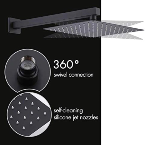 Matte black rainfall shower faucet set - Picture 8 of 8